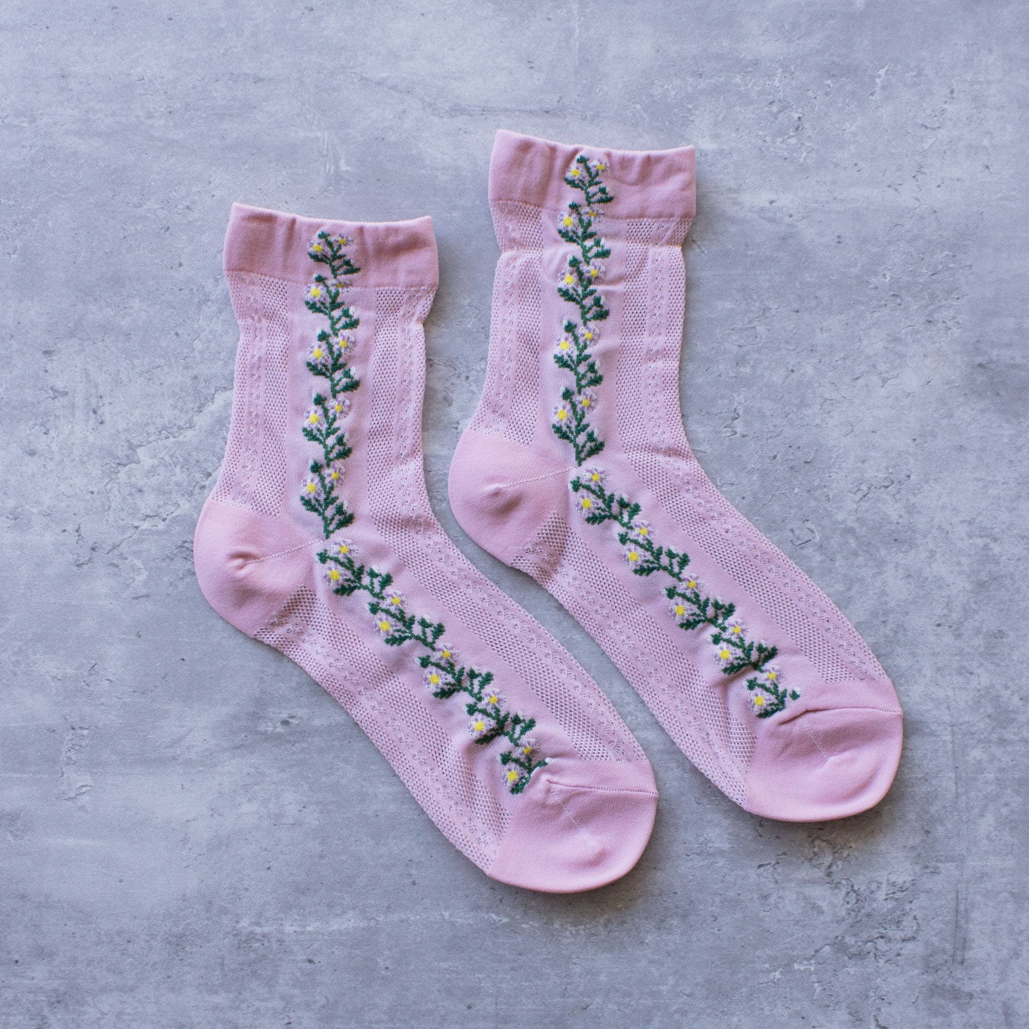 Floral Mesh casual socks: Beige