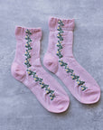 Floral Mesh casual socks: Beige