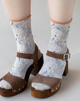 Unique Vintage Floral Socks: Taupe/Rust