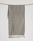 Light Weight 100% Cotton Beach Towels - Black/Cream