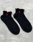 Ivory red Heart Socks: White