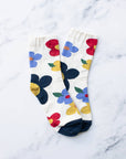 Women's Big Flower Casual Socks: Cream