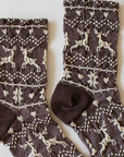 Christmas Glitter Casual Crew Socks: Dark Brown