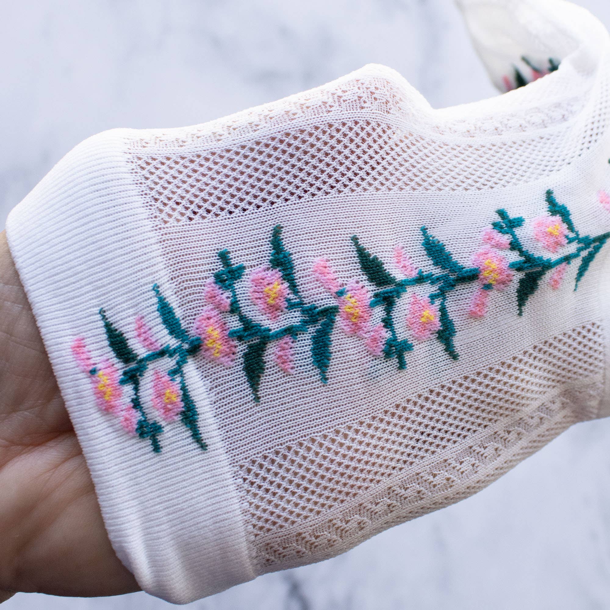 Floral Mesh casual socks: Beige