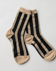 Glitter Vertical Striped Crew Socks: Olive/Green