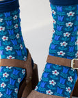Vintage Floral Casual Socks: Bule/Navy