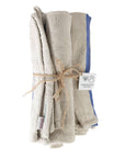 * Blue Tan Wide Stripe Tea Towel Set - Set of Three