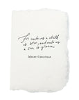 White faith-themed Christmas card with handwritten message and “Merry Christmas”
