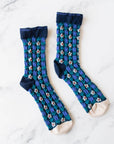Vintage Floral Casual Socks: Bule/Navy