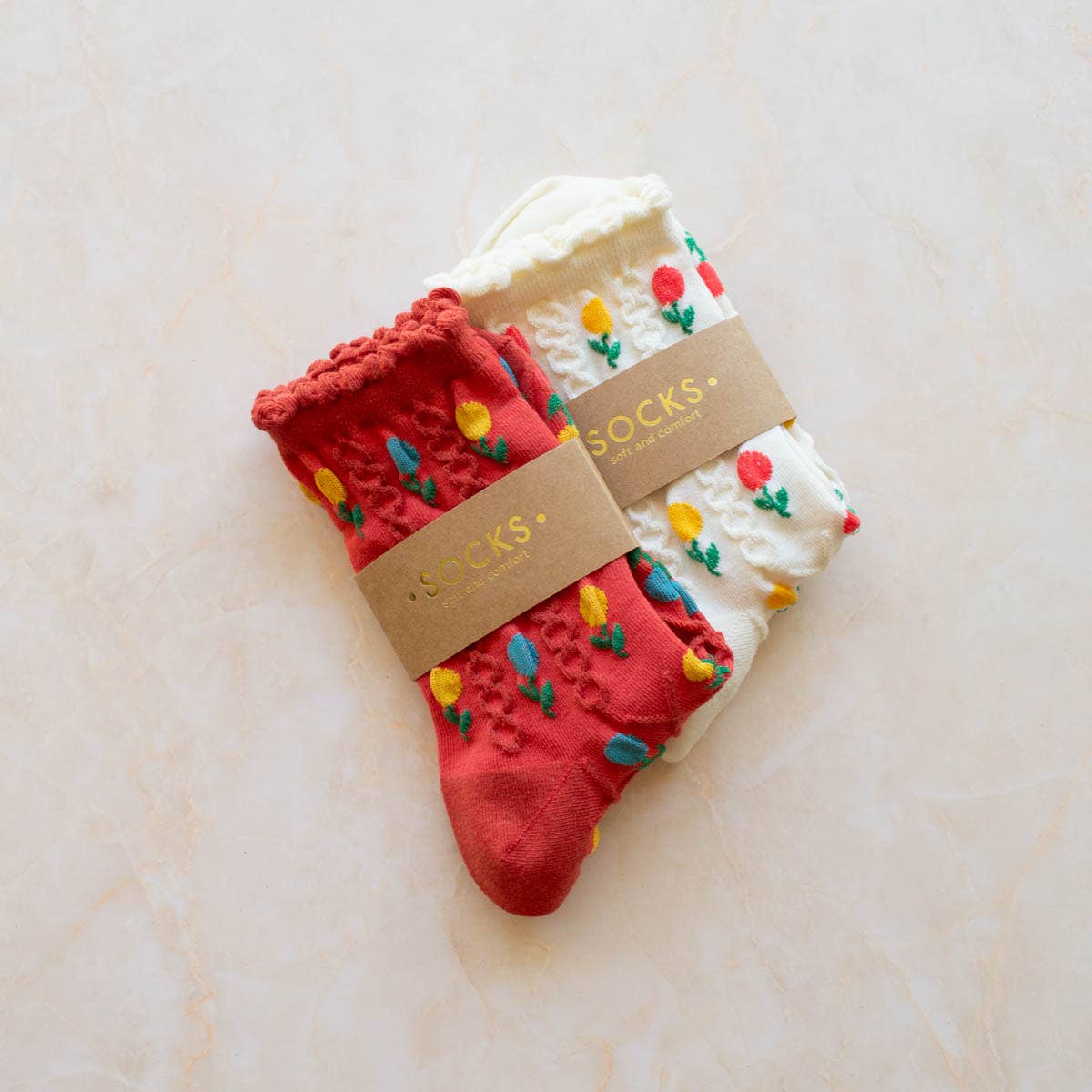 Tulip Flower Casual Socks: Sage