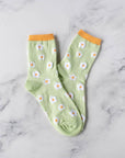 Spring Blooming Flower Casual Socks: Lime