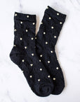 Engraving Flower Casual Socks: White