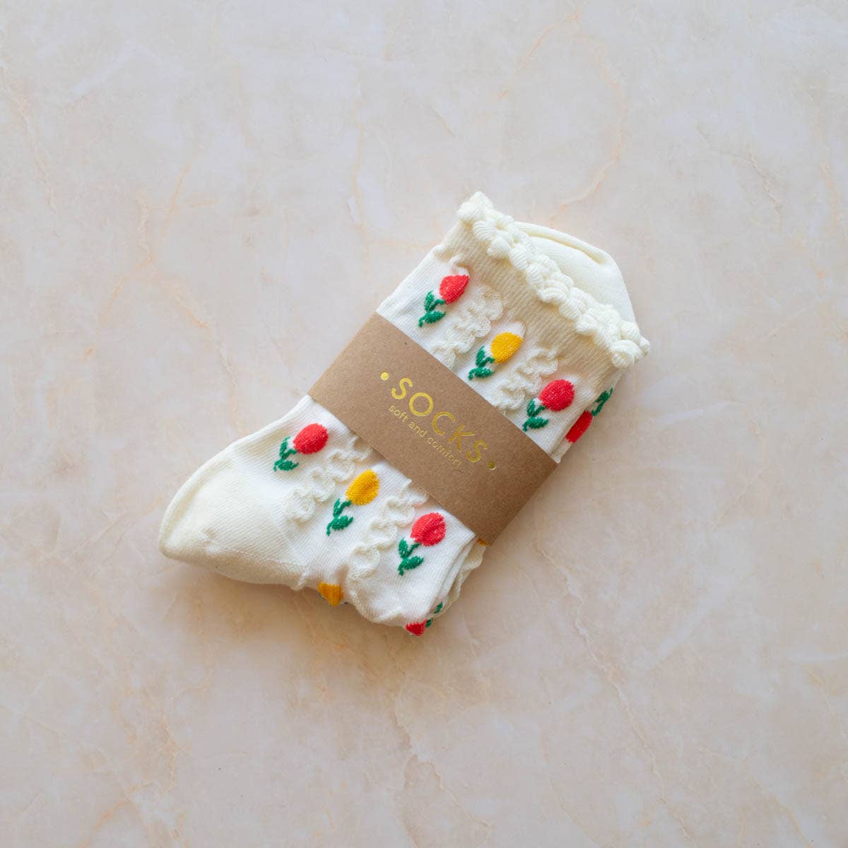 Tulip Flower Casual Socks: Sage