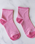 Picnic Mid Crew Socks: Pink
