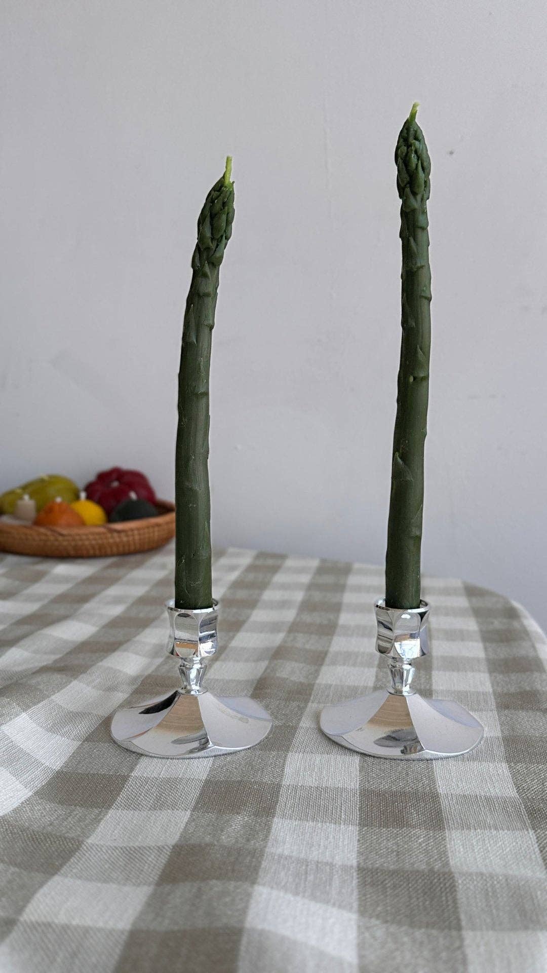 Beeswax Asparagus Taper Candle Pair