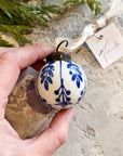 Hand-painted Blue & White Christmas Ornaments Set of 12