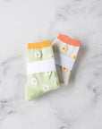 Spring Blooming Flower Casual Socks: Lime