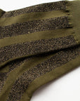 Glitter Vertical Striped Crew Socks: Olive/Green