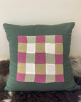 Botanically Dyed Quilted Patchwork Handloom Organic Cotton Pillow Cover 18x18