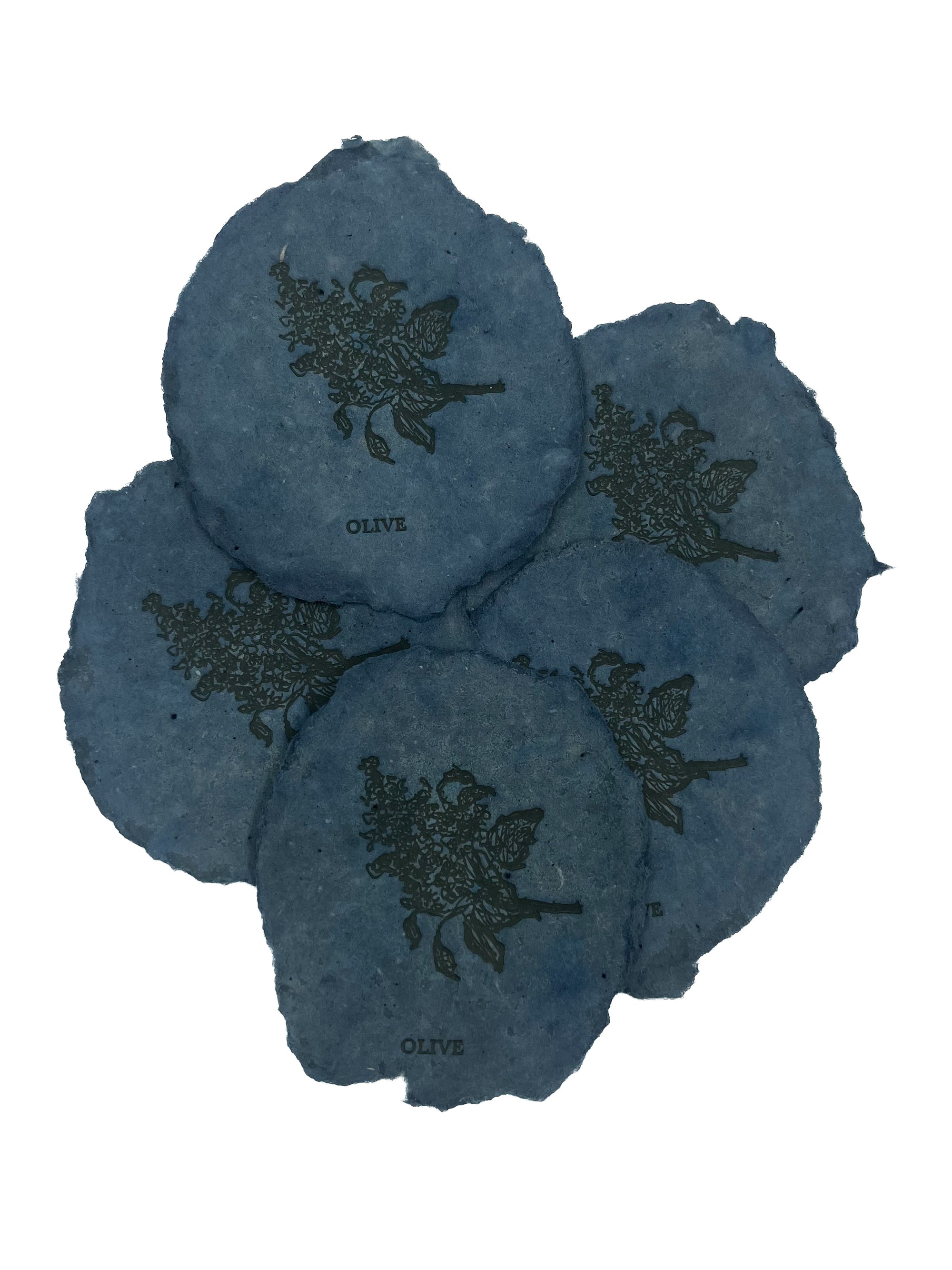 Indigo 2x4 Handmade Paper with Custom Letterpress