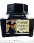 Art Nouveau color ink bottle, Concrete Gray, Kuretake, black cap