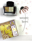 Art Nouveau ink bottle Mahogany Brown with ink splash art card