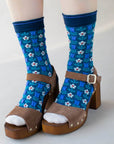 Vintage Floral Casual Socks: Bule/Navy