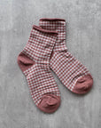 Picnic Mid Crew Socks: Oatmeal Red