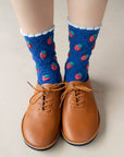 Retro Strawberry Casual Socks: Pink/Strawberry