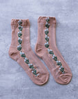 Floral Mesh casual socks: Beige