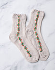 Floral Mesh casual socks: Beige