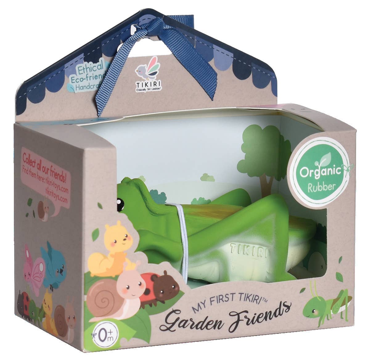 Grasshopper Natural Rubber Teether, Rattle & Bath Toy