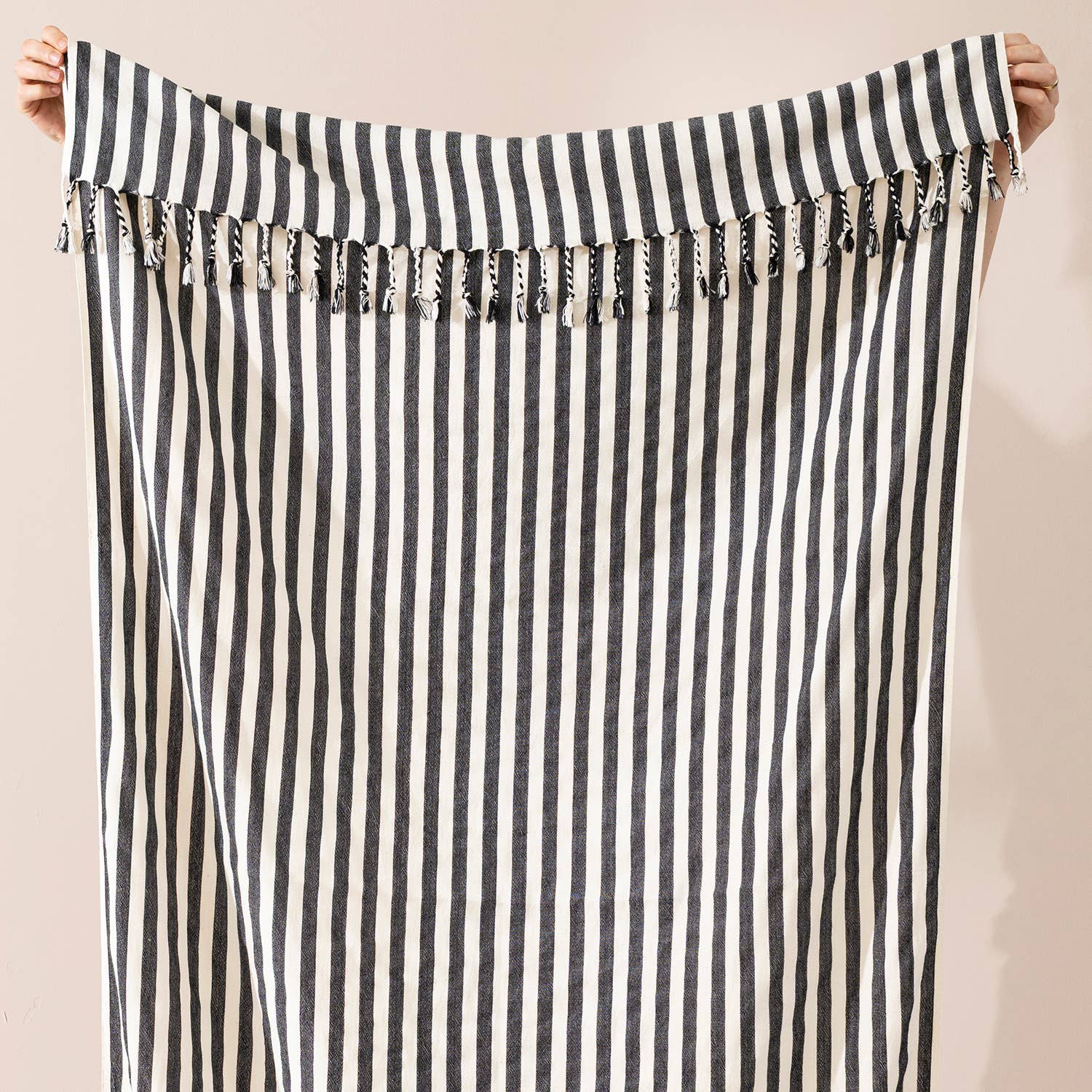 Light Weight 100% Cotton Beach Towels - Black/Cream