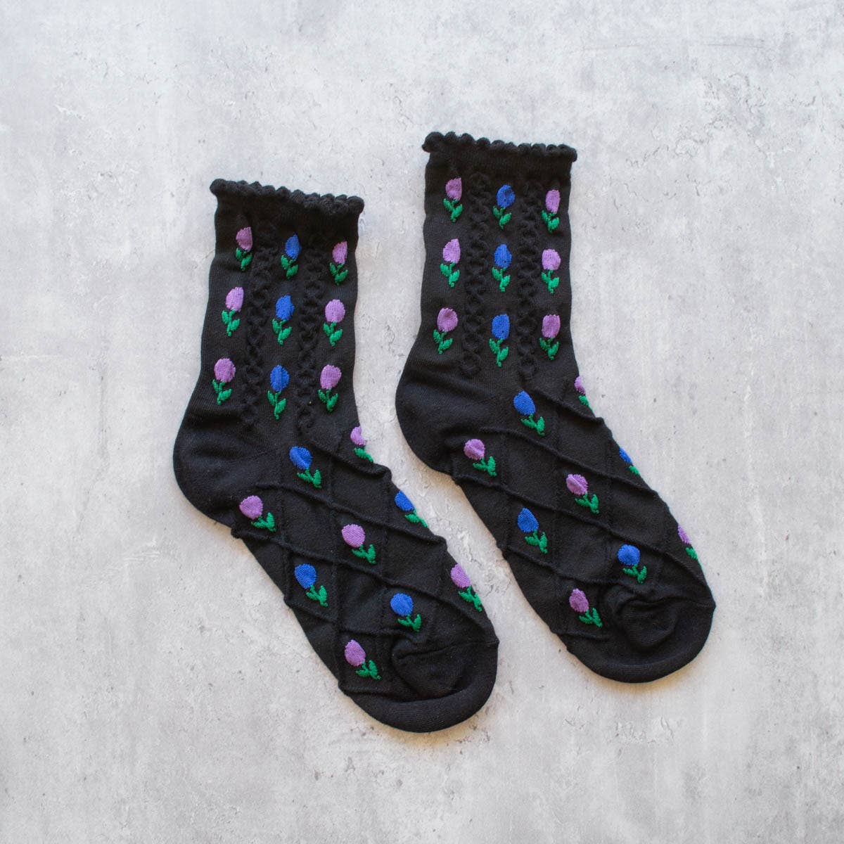 Tulip Flower Casual Socks: Sage