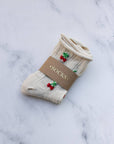 Women's Vintage Cherry Socks: Oatmeal/Cherry