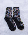 Women's Romantic Floral Socks: Oatmeal