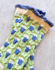 Romantic Floral Socks: Cream/Blue
