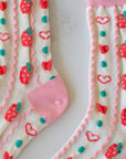 Retro Strawberry Casual Socks: Pink/Strawberry