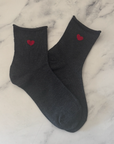 Women's Amelia Little Heart Shape Socks: Black