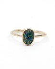 Black Opal Oval Ring in Gold Filled