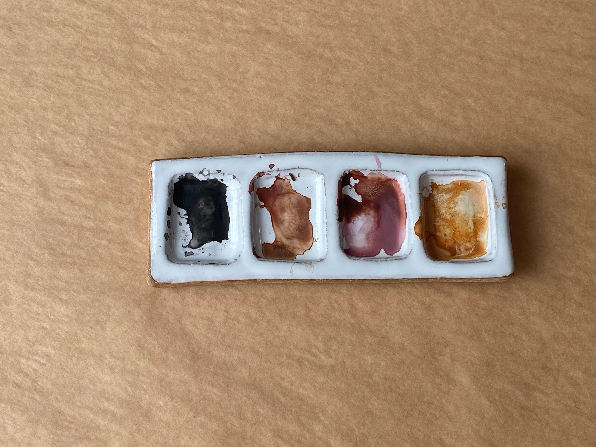 Ceramic Artist 4-Pan Paint Palette - Handmade Travel Palette: Palette Only