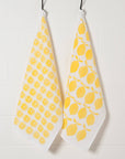 Lemon Print Yellow Floursack Dishtowels Set of 2