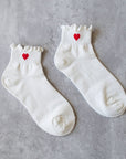 Ivory red Heart Socks: White