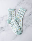 Pastel Color Floral Casual Socks: Blue