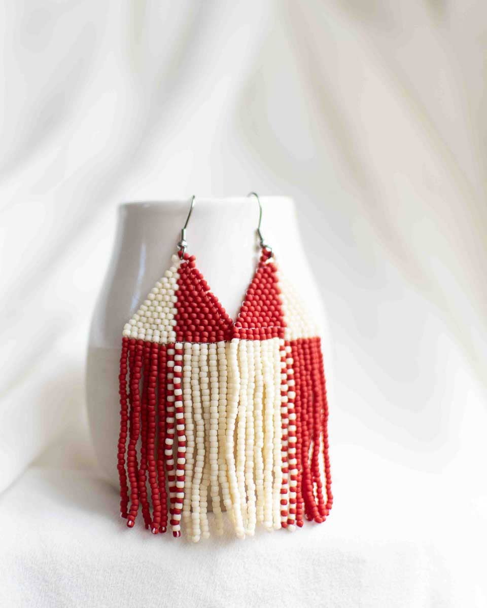 Beaded Fringe Earrings in Rueda