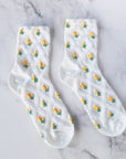 Floral Casual Socks: Cream/Pink