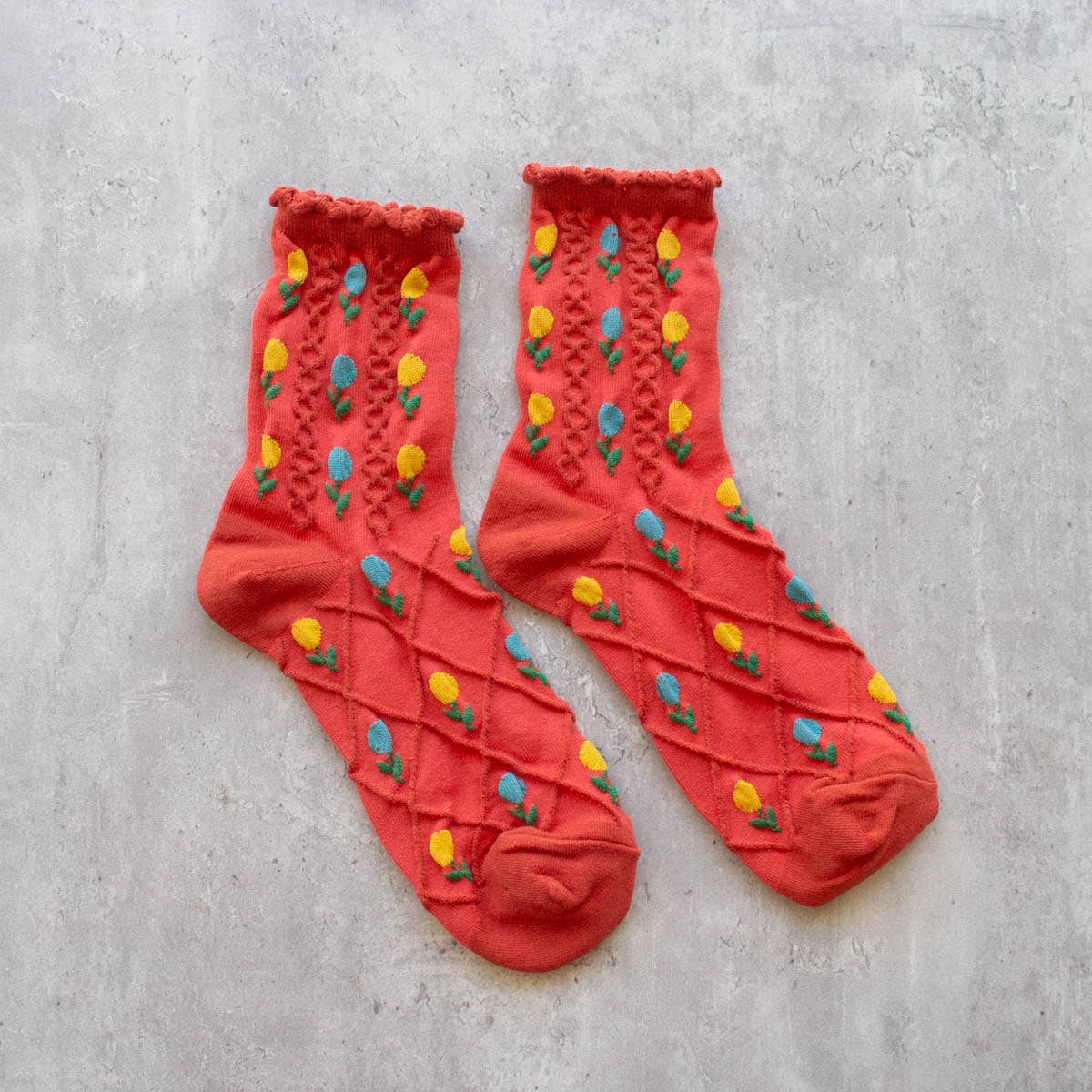 Tulip Flower Casual Socks: Sage