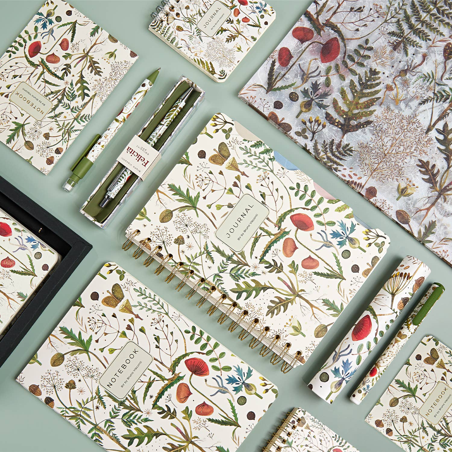 Small Notebook  Greens and Flowers