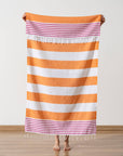 Light Weight 100% Cotton Beach Towels - Orange/Pink