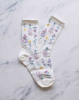 Women's Botanical Garden Casual Socks: Ivory